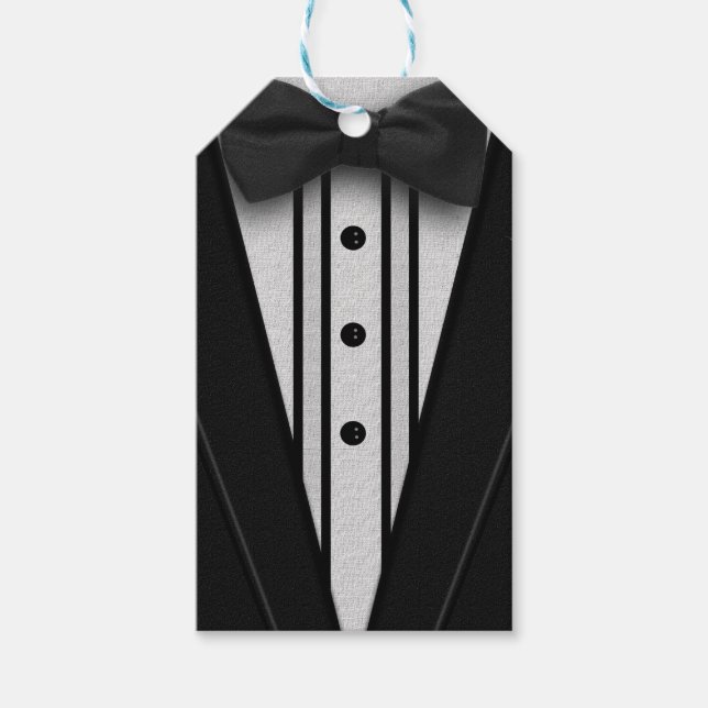 Black Tuxedo med Bow Tie Presentetikett (Framsidan)