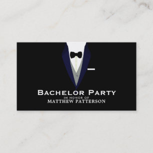 Black Tuxedo, Sleek & Modern Bachelor Party Biljet Visitkort