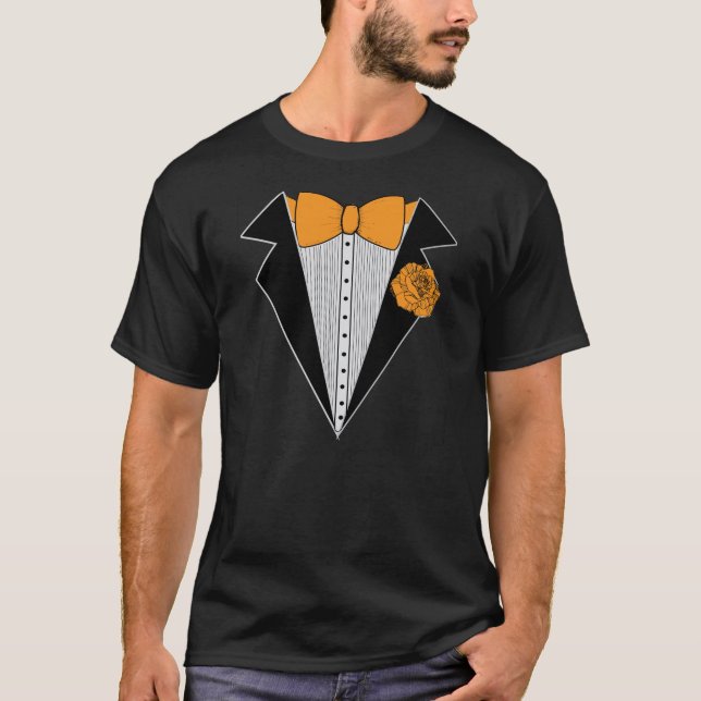 Black Tuxedo stil med Orange Bowtie & Ro Tröja (Framsida)