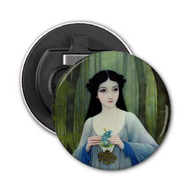 Bläck Tvättar illustration av vackra kvinnor i Sko Flasköppnare (Framsidan)