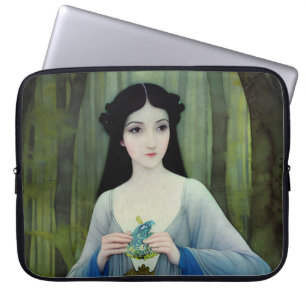 Bläck Tvättar illustration av vackra kvinnor i Sko Laptop Fodral