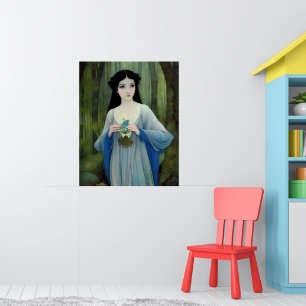 Bläck Tvättar illustration av vackra kvinnor i Sko Poster