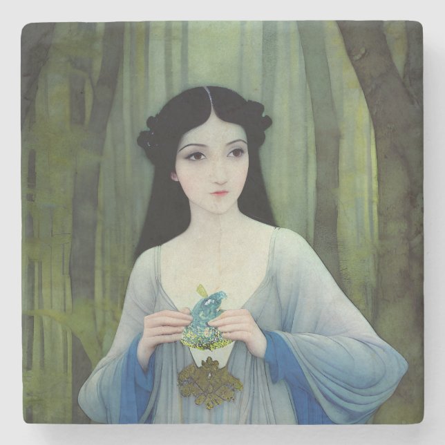 Bläck Tvättar illustration av vackra kvinnor i Sko Stenunderlägg (Framsidan)