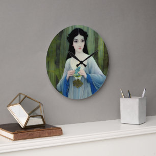 Bläck Tvättar illustration av vackra kvinnor i Sko Stor Klocka