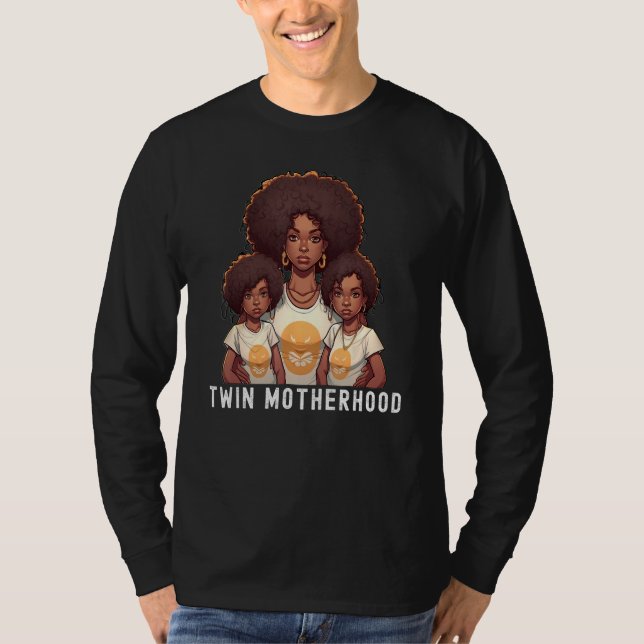 Black Twin Dad Fathers Day Twin Motherhood  Quote T Shirt (Framsida)
