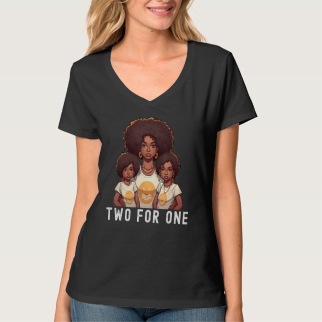 Black Twin Dad Fathers Day Two for one  Quote T Shirt (Framsida)