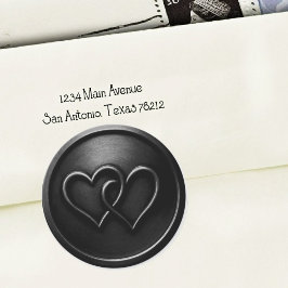 Black Two Hearts Intertwined Wedding Runt Klistermärke