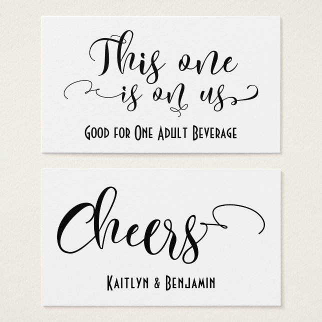 Black Typography Drink Biljett w/ Editable Färg (Framsida & baksida)