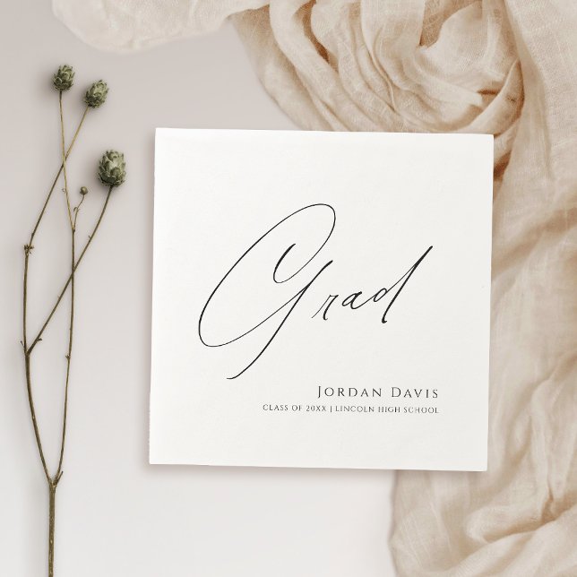 Black Typography Gratulerar Modern Student Pappersservett (Black Typography Congrats Modern Graduate Napkins)