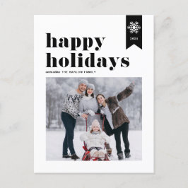 Black Typography Snöflingor Glad helg Photo Vykort
