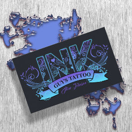 Bläck Typography Tatto Artist Lavender/Aqua ID815 Visitkort