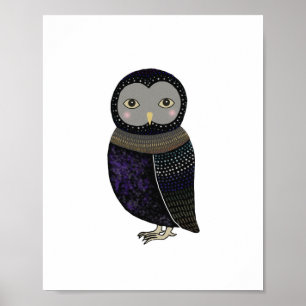 Black Uggla Blue Feather Poster av MiKa Art