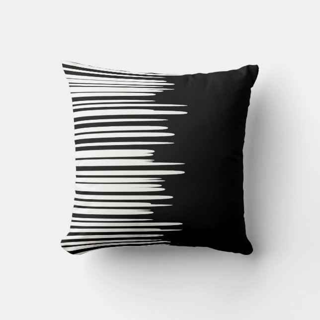 Black Uneven White Linjer Modern  Kudde (Framsida)