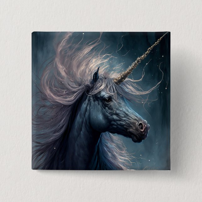 Black Unicorn Fantasy Art Knapp (Framsida)