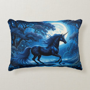 Black Unicorn Fantasy Full Moon Prydnadskudde