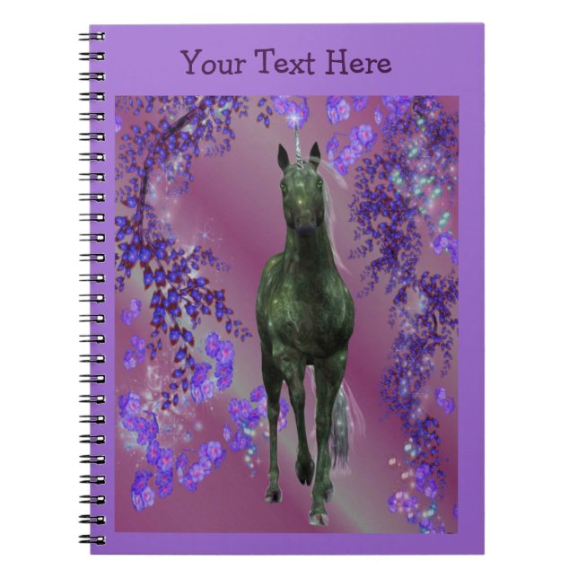 Black Unicorn Fantasy Horse Notebook Anteckningsbok (Framsidan)