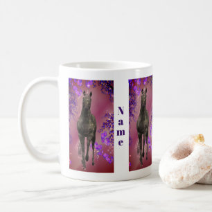 Black Unicorn Flowers Fantasy Personlig Kaffemugg