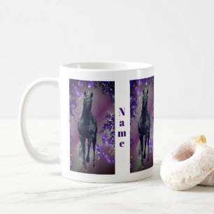 Black Unicorn Flowers Fantasy Personlig Kaffemugg