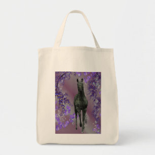 Black Unicorn Flowers Fantasy Tote Bag Tygkasse