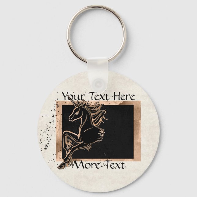Black Unicorn Keychain Nyckelring (Framsida)