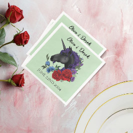 Black Unicorn Lila Red Sage Flowers Pappersservett