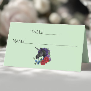 Black Unicorn Lila Red Sage Flowers Placeringskort