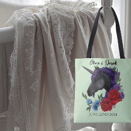 Black Unicorn Lila Red Sage Flowers Tygkasse