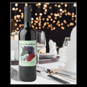 Black Unicorn Lila, Red Sage Flowers Vinflaska Etikett