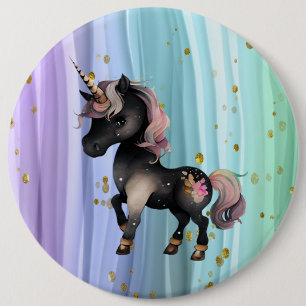 Black Unicorn Lila Rosa Svan Knapp