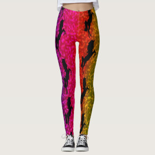 Black Unicorn Party Flowers Rosa Blue Dots Leggings