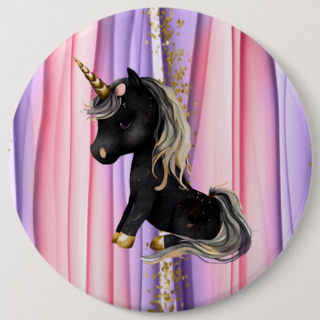 Black Unicorn Rosa Öron Knapp (Framsida)