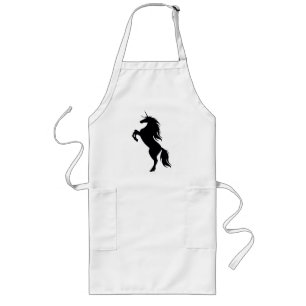 Black Unicorn Silhouette Apron Långt Förkläde
