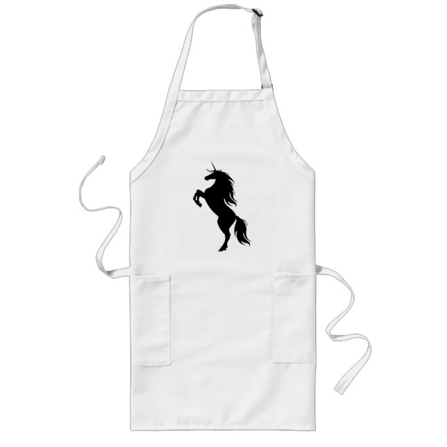 Black Unicorn Silhouette Apron Långt Förkläde (Framsidan)