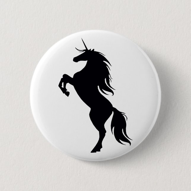 Black Unicorn Silhouette Button Knapp (Framsida)