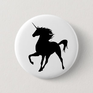 Black Unicorn Silhouette Button Knapp