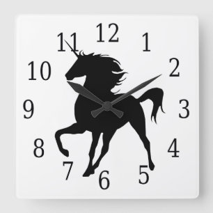 Black Unicorn Silhouette Clock Fyrkantig Klocka