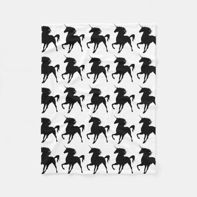Black Unicorn Silhouette Fleece Blanket (Framsidan)