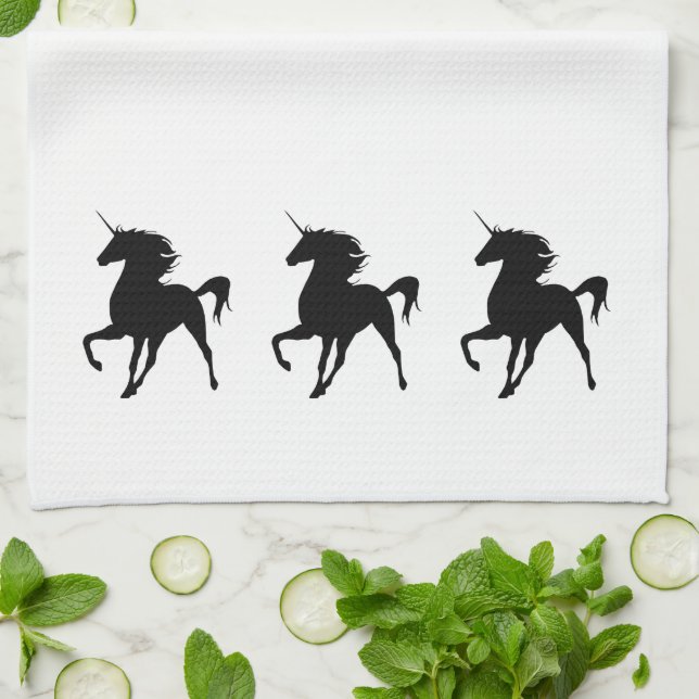 Black Unicorn Silhouette Kitchen Towel Kökshandduk (Vikta)