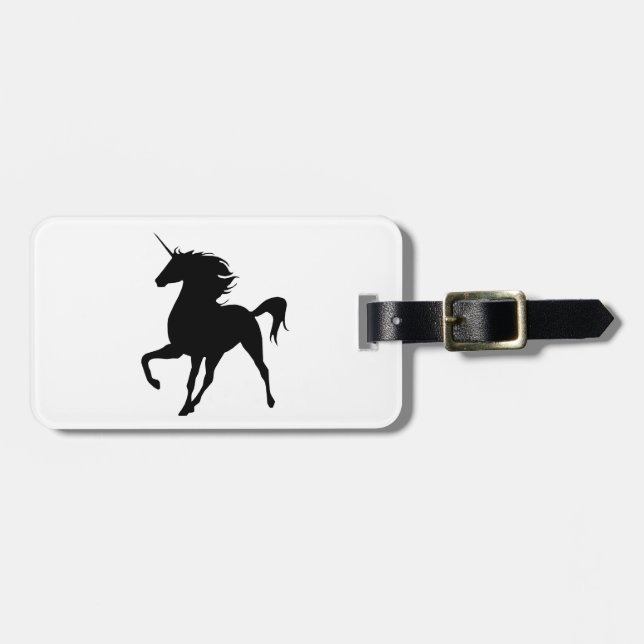 Black Unicorn Silhouette Luggage Tag Bagagebricka (Horisontell Framsida)