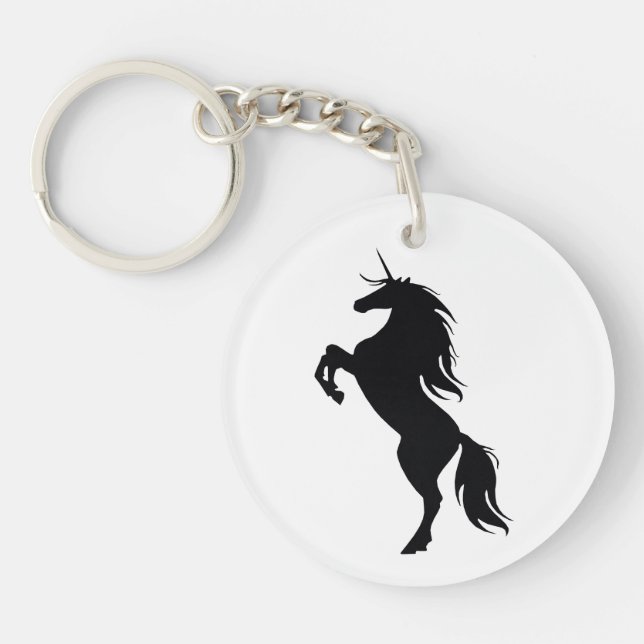 Black Unicorn Silhouette Nyckelring (Framsidan)