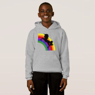 Black Unicorn Silhouette Rainbow Boys Hoodie Tröja