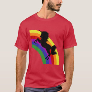 Black Unicorn Silhouette Rainbow Manar Mörk Shirt Tee Shirt