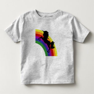 Black Unicorn Silhouette Rainbow Småbarn T-Shirt