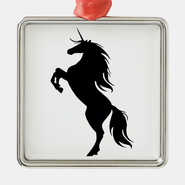 Black Unicorn Silhouette Square Ornament (Framsidan)