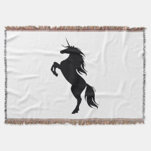 Black Unicorn Silhouette Throw Blanket Filt