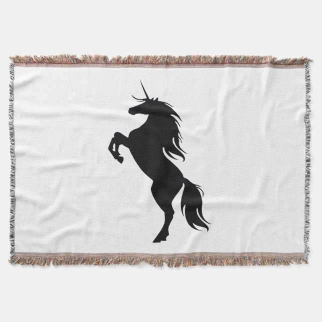 Black Unicorn Silhouette Throw Blanket Filt (Framsidan)