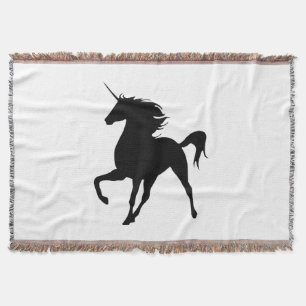 Black Unicorn Silhouette Throw Blanket Mysfilt