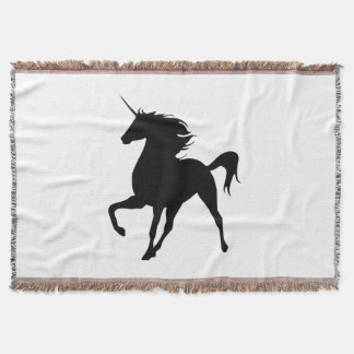 Black Unicorn Silhouette Throw Blanket Mysfilt