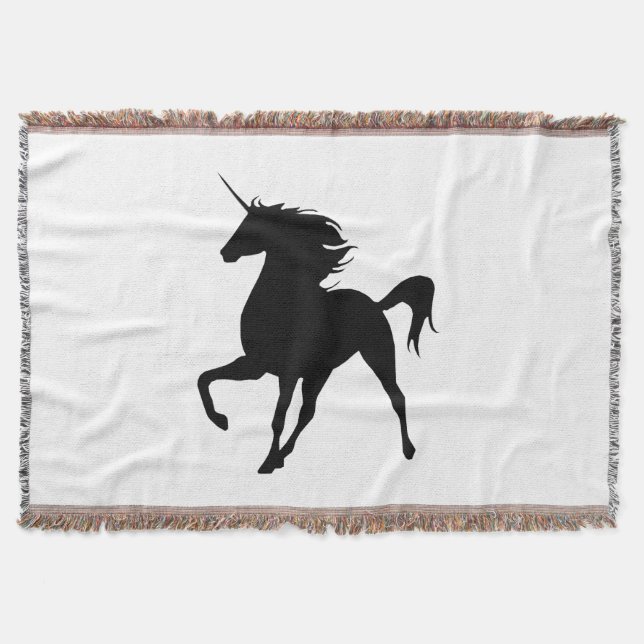 Black Unicorn Silhouette Throw Blanket Mysfilt (Framsidan)