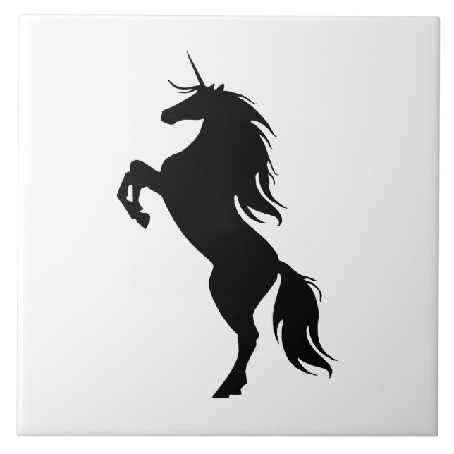 Black Unicorn Silhouette Tile Kakelplatta (Framsidan)